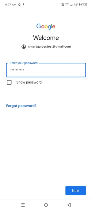 Enter your password and select Next
