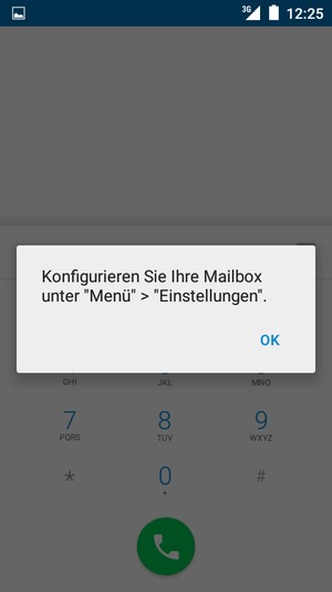 Falls Ihre Voicemail nicht eingerichtet ist, wählen Sie OK