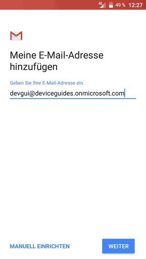 Geben Sie Ihre E-Mail-Adresse ein und wählen Sie MANUELL EINRICHTEN