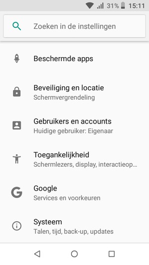 Scroll naar en selecteer Beveiliging en locatie