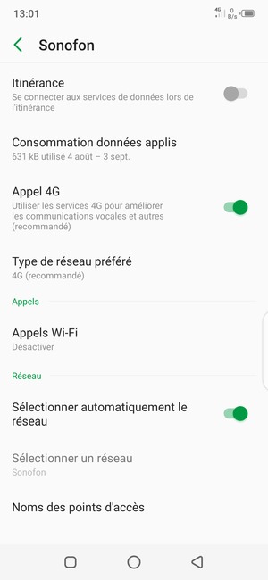Sélectionnez Noms des points d'accès