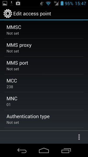 Scroll down and enter MMS information