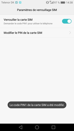 Votre code PIN de la carte SIM a été modifié