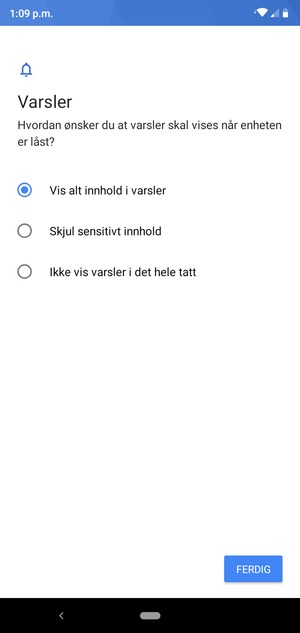 Velg FERDIG