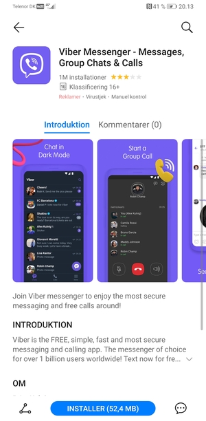 Vælg INSTALLER
