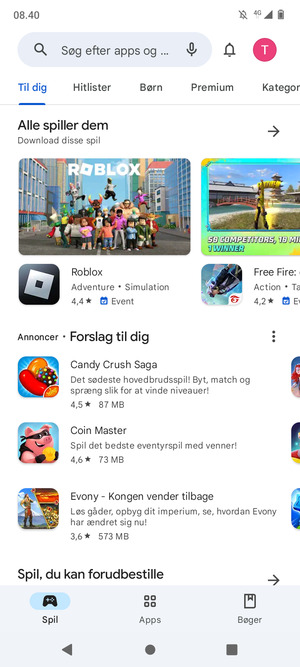 Vælg søgefeltet