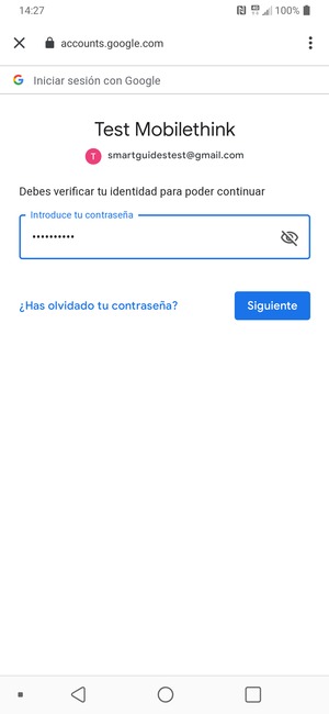 Introduzca su contraseña y seleccione Siguiente