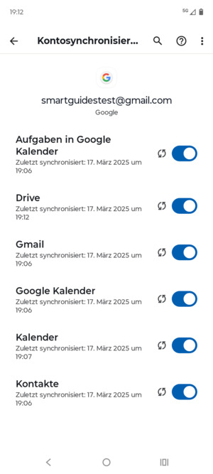 Stellen Sie sicher, dass Kontakte ausgewählt ist