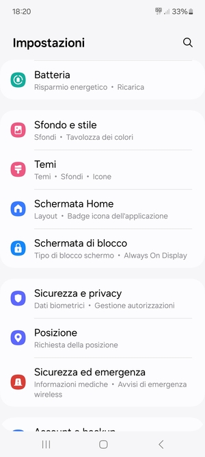 Scorri e seleziona Sicurezza e privacy