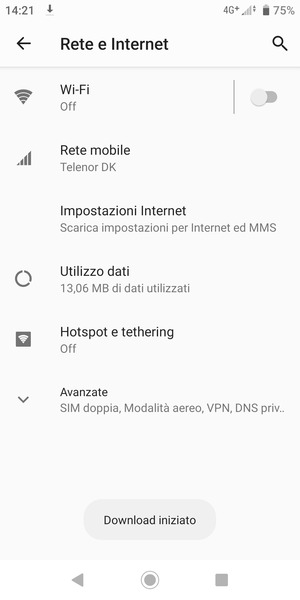 Attendi il completamento del download