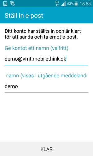Ge ditt konto ett namn och ange ditt namn. Välj KLAR