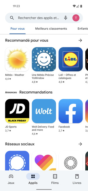 Sélectionnez la barre de Recherche