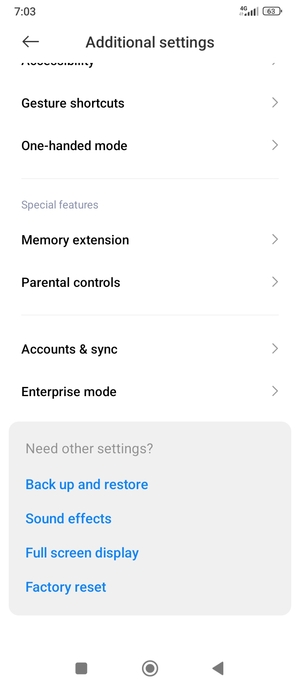 Scroll to and select Accounts & sync