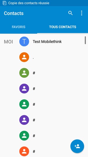 Vos contacts vont être enregistrés sur votre compte Google et dans votre téléphone lors de la prochaine synchronisation de Google.