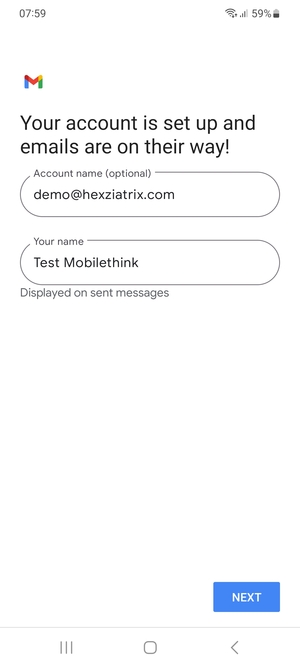 Give your account a name and enter your name. Select NEXT