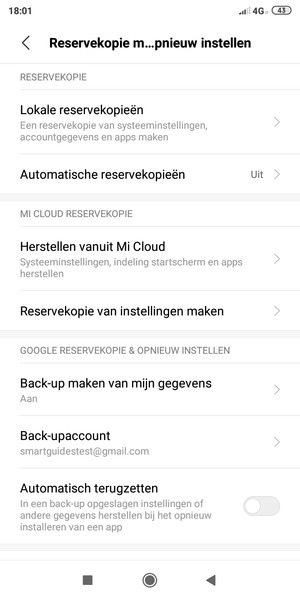 Selecteer Back-upaccount