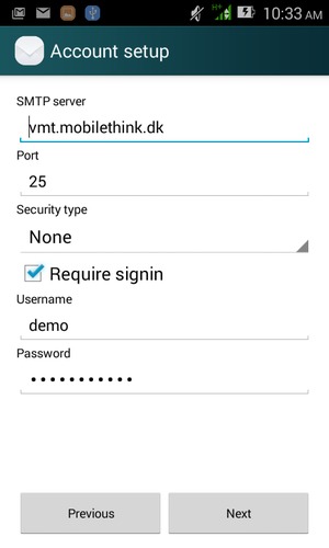 Enter Outgoing server address
