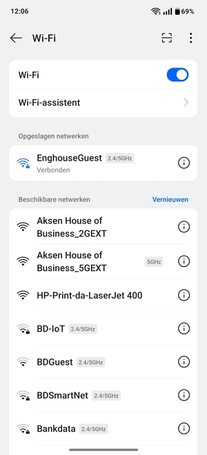 U bent nu verbonden met het WiFi-netwerk