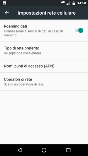 Attiva o disattiva Roaming dati