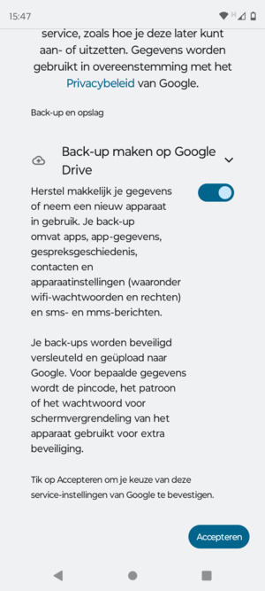Selecteer Accepteren