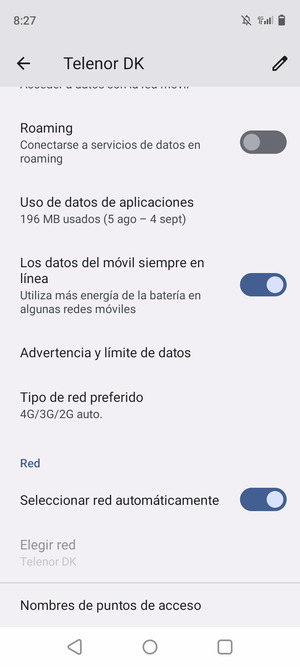 Desplácese y seleccione Nombres de puntos de acceso