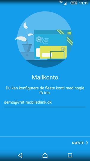 Indtast din e-mailadresse og vælg NÆSTE