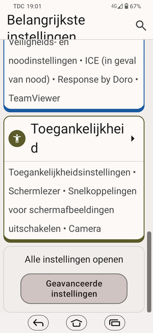 Scroll naar en selecteer Geavanceerde instellingen