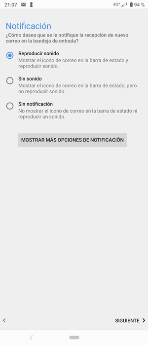 Seleccione la opción deseada y seleccione SIGUIENTE