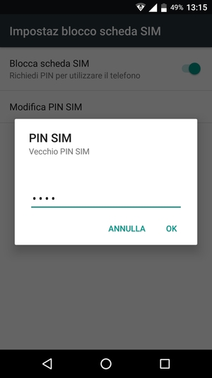 Inserisci Vecchio PIN SIM e seleziona OK