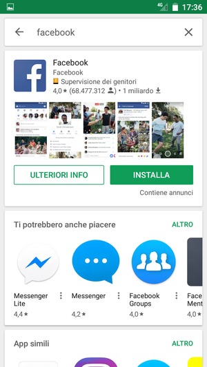 Seleziona l'applicazione