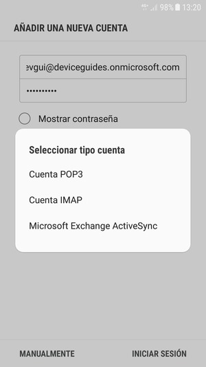 Seleccione Microsoft Exchange ActiveSync