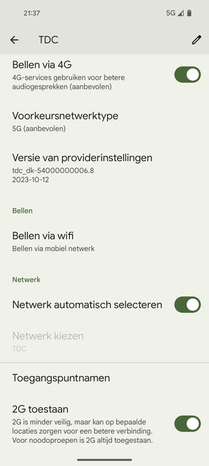 Om van netwerk te wisselen in geval van netwerkproblemen, schakel Netwerk automatisch  selecteren uit