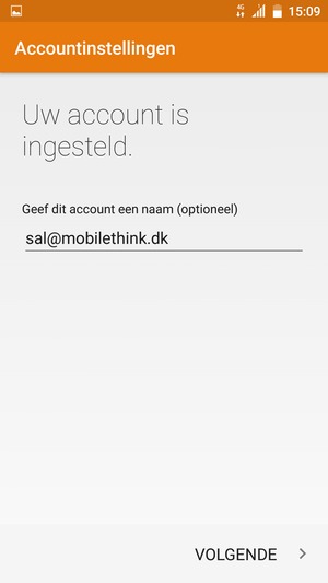 Geef uw account een naam en selecteer VOLGENDE