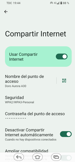El teléfono ha sido configurado para su uso como módem
