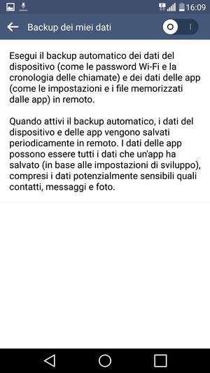 Attiva Backup dei miei dati
