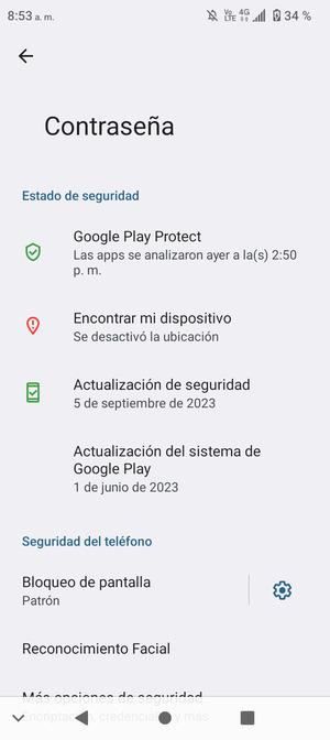 El teléfono ha sido asegurado con un bloqueo de pantalla