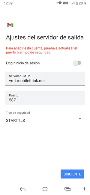 Seleccione Tipo de seguridad
