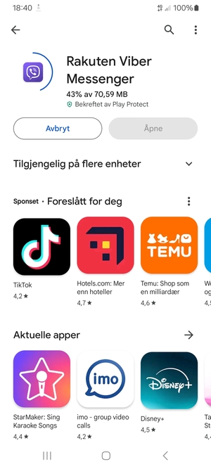 Vent til installasjonen er ferdig