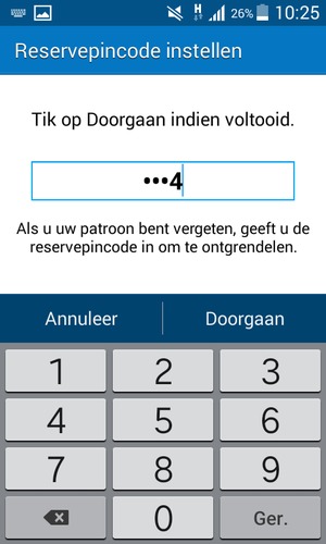 Voer Reservepincode in en selecteer Doorgaan