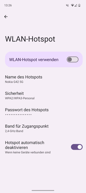 Schalten Sie WLAN-Hotspot verwenden ein
