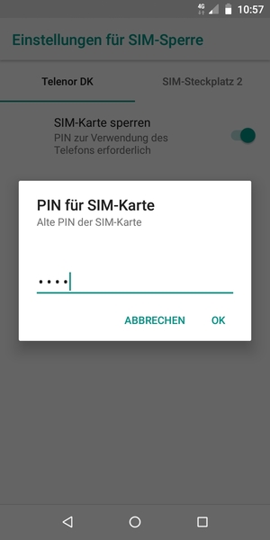 Geben Sie Ihre Alte PIN der SIM-Karte ein und wählen Sie OK