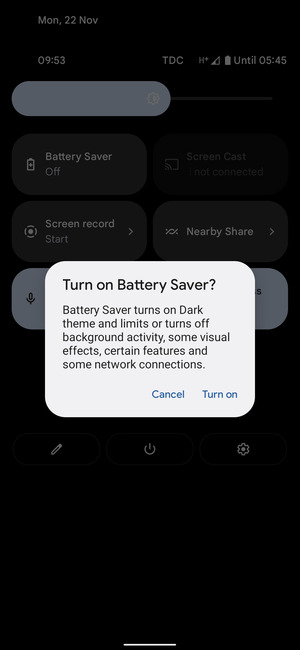 Select Turn on