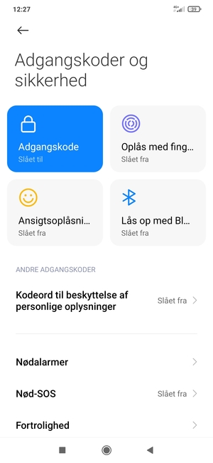 Din telefon er nu sikret med en skærmlås
