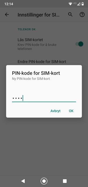 Skriv inn Ny PIN-kode for SIM-kort og velg OK