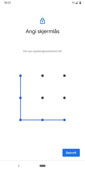 Tegn opplåsingsmønsteret igjen og velg Bekreft