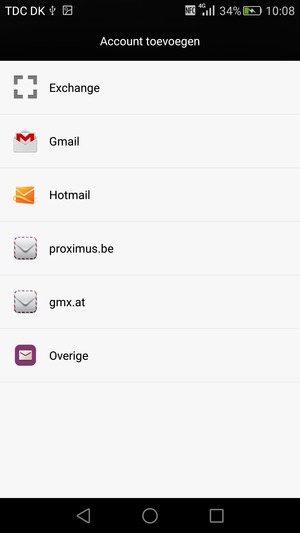 Selecteer Gmail of Hotmail