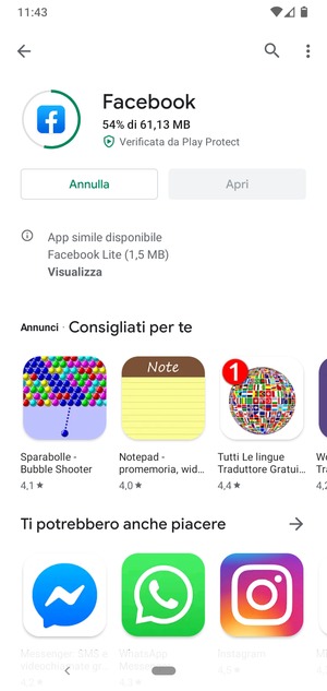 Attendi il completamento del processo di installazione