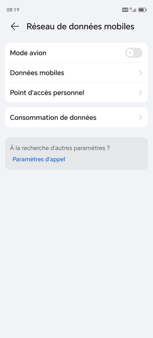 Sélectionnez Données mobiles