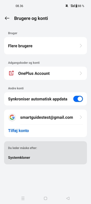 Vælg din Google konto