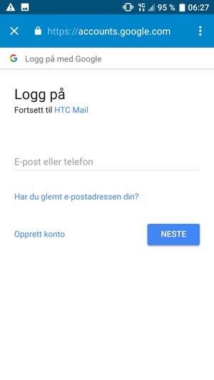 Skriv inn e-postadresse og velg NESTE